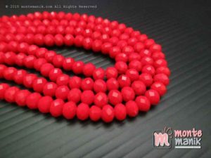 Manik Kristal Ceko Donat Doff Merah 6 mm (KRISTAL-038)