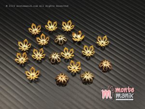 30 Pcs Cangkang Bunga Mahkota Lancip 8 mm Emas (CKB-032)