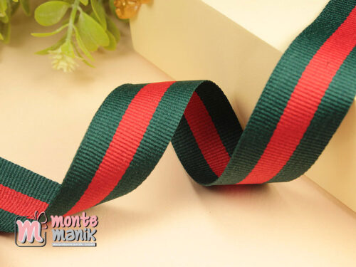 1 Yards Pita Trim striped Hijau Merah 2,5 cm (PITA-228)