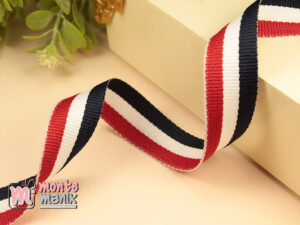 1 Yards Pita Trim striped Navy putih dan merah 2 cm (PITA-231)