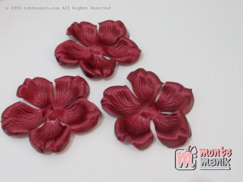 10 lembar Alpikasi Kelopak bunga Mangkok maroon 6 cm (APB-054)