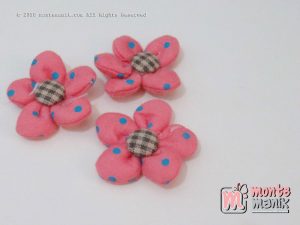 Perbiji Aplikasi Bunga Kain polka Dusty pink 3,5 cm (APB-066)