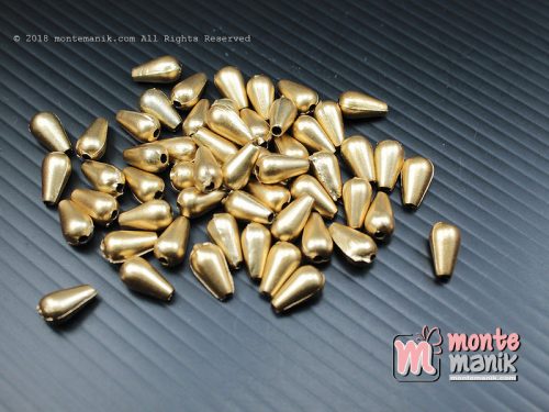 50 Pcs manik plastik tetes 6 mm coklat emas (MPA-077)