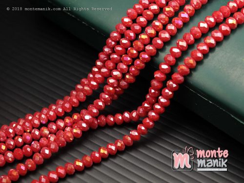 1 String Kristal Ceko Rondelle Dove Metalik Merah 4 mm (KRISTAL-086)