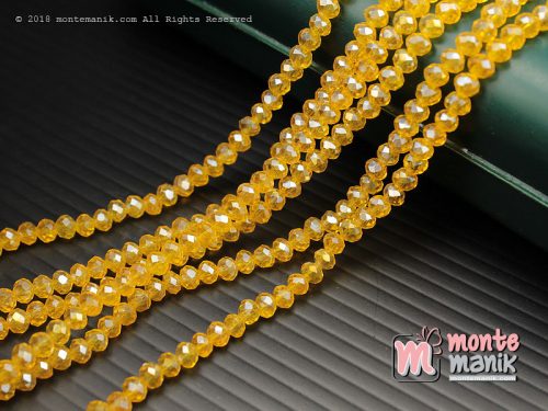 1 String Kristal Ceko Rondelle Kuning Tua 4 mm (KRISTAL-079)