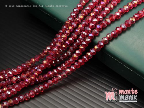 1 String Kristal Ceko Rondelle Merah 4 mm (KRISTAL-078)