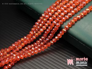 1 String Kristal Ceko Rondelle Orange 4 mm (KRISTAL-080)