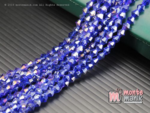 1 String Manik Kristal Ceko Bicone 4 mm Capri blue (KRISTAL-066)