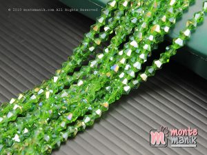 1 String Manik Kristal Ceko Bicone 4 mm Hijau tua (KRISTAL-068)