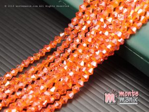 1 String Manik Kristal Ceko Bicone 4 mm Orange (KRISTAL-069)