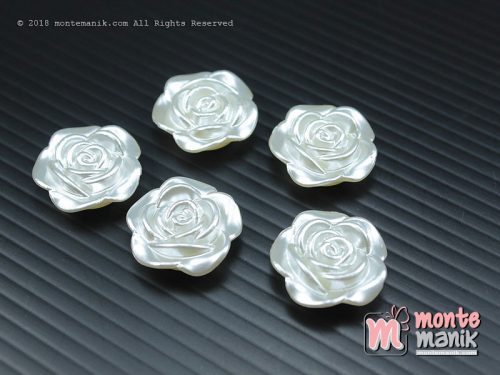 12 Pcs Bunga akrilik Mawar Putih mutiara 2 cm (MPA-091)