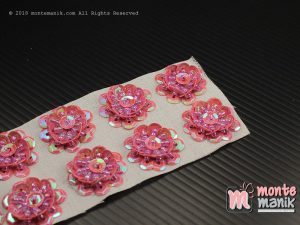 10 Pcs Aplikasi Bunga Payet Pink 2 cm (APA-012)