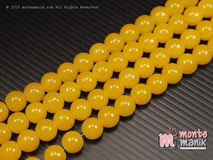 12 Butir Manik Kaca Bulat Kuning Tua 10 mm (MKACA-048)