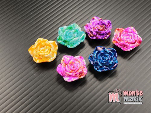 12 Pcs Manik Plastik Bunga Mawar Bercak 2 cm (MPA-0173)