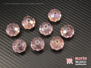 12 Biji Manik Kristal Ceko Donat Pink 14 mm (KRISTAL-123)