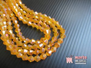 1 Untai Manik Kristal Ceko Bicone 6 mm Orange Muda (KRISTAL-132)
